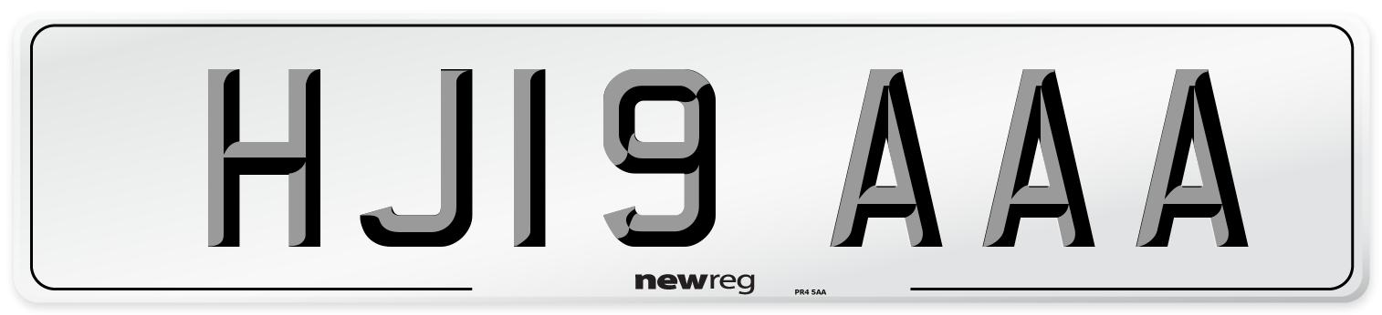 HJ19 AAA Number Plate from New Reg